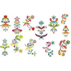 Stickserie - Folklore Flowers